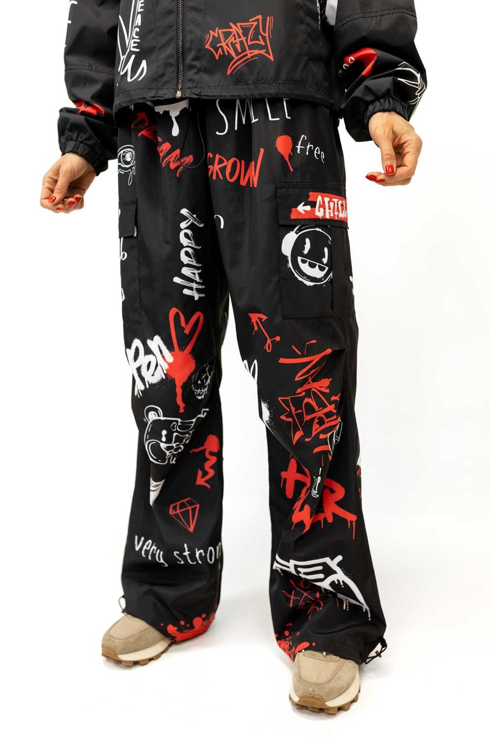 Women's dark print track pants